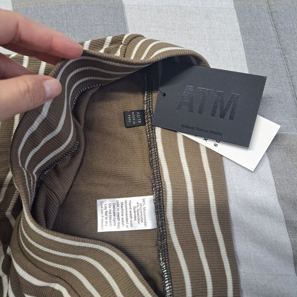 ATM‎ Anthony Thomas Melillo XS Black Combo Dip Dye Slit Hem Striped Skirt - Picture 8 of 13